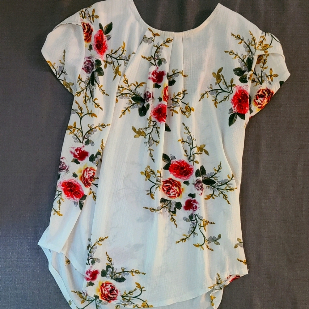 White Blouse with Floral Print